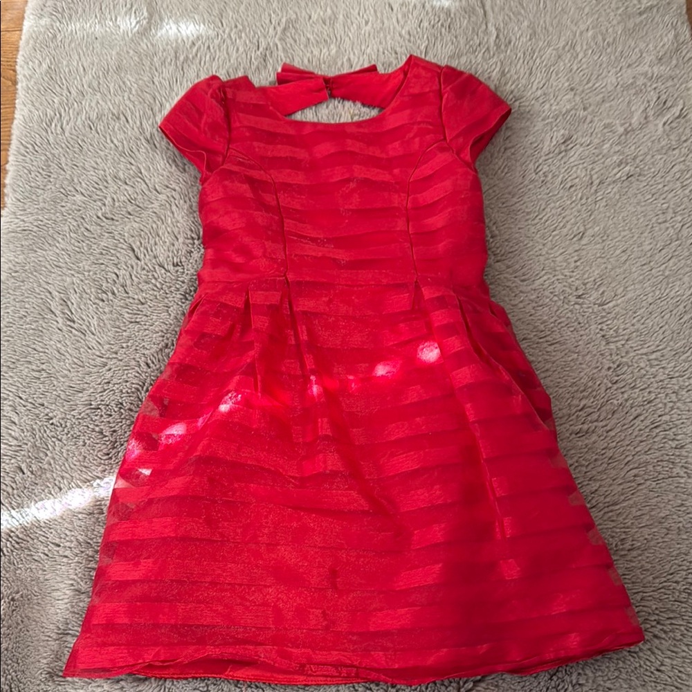 Elegant Red A-Line Short Sleeve Girl Dress
